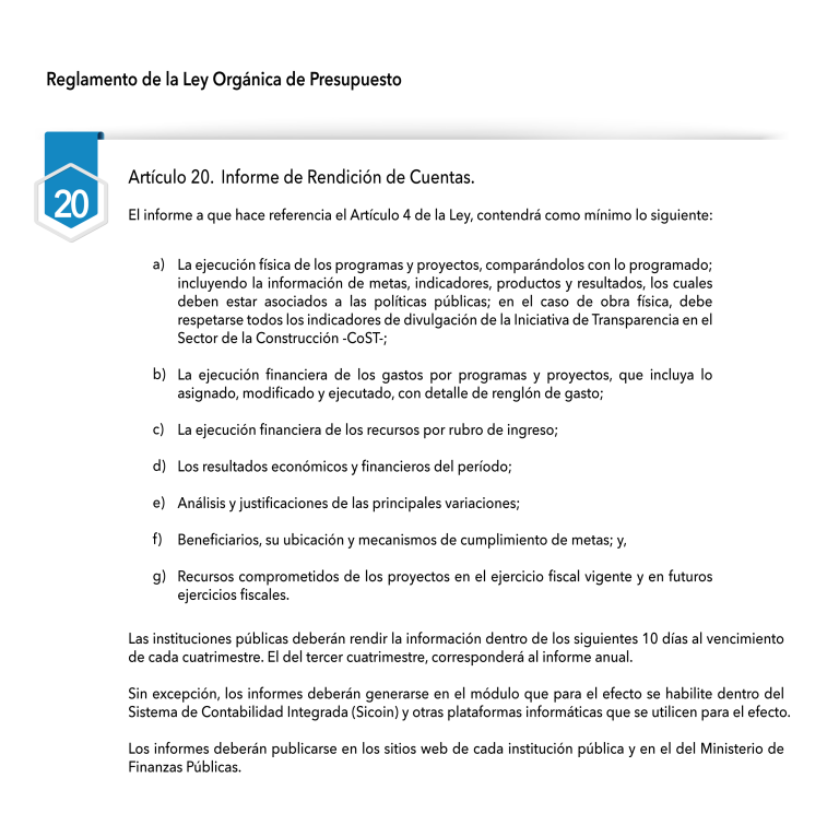 Artículo 20. Informe de Rendición de Cuentas.