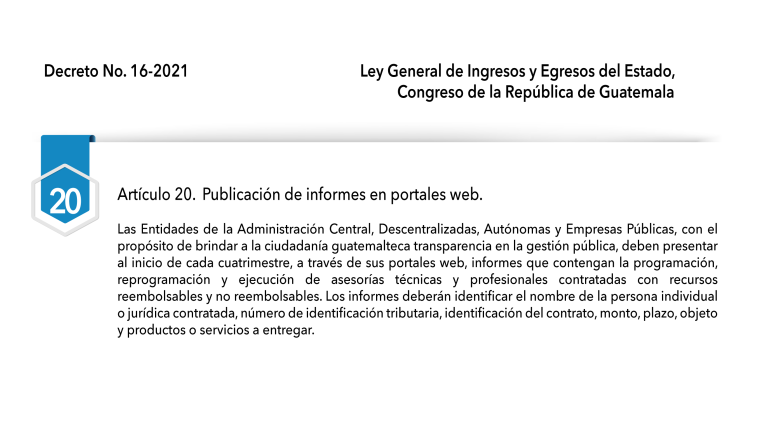 Artículo 20. Publicación de informes en portales web